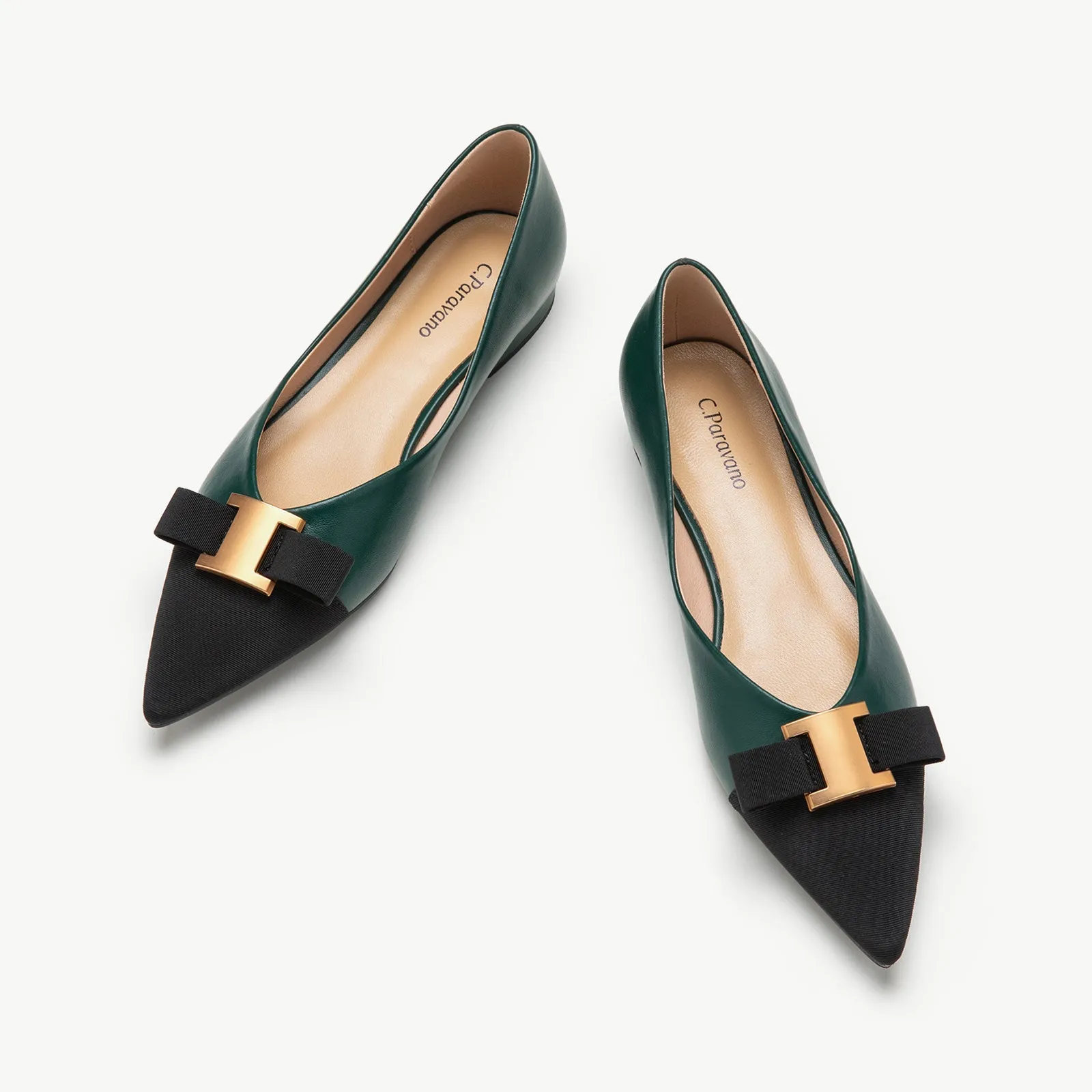 Metal Tie Flats (Aida) Dark Green