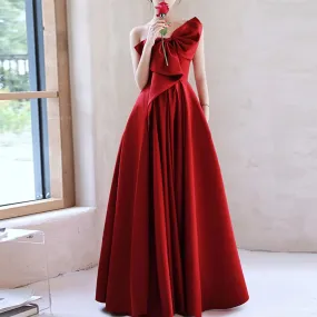Metaversmall Elegant Patchwork Bowknot Evening Dresses For Women Strapless Sleeveless Backless High Waist Temperament Long Dress Female