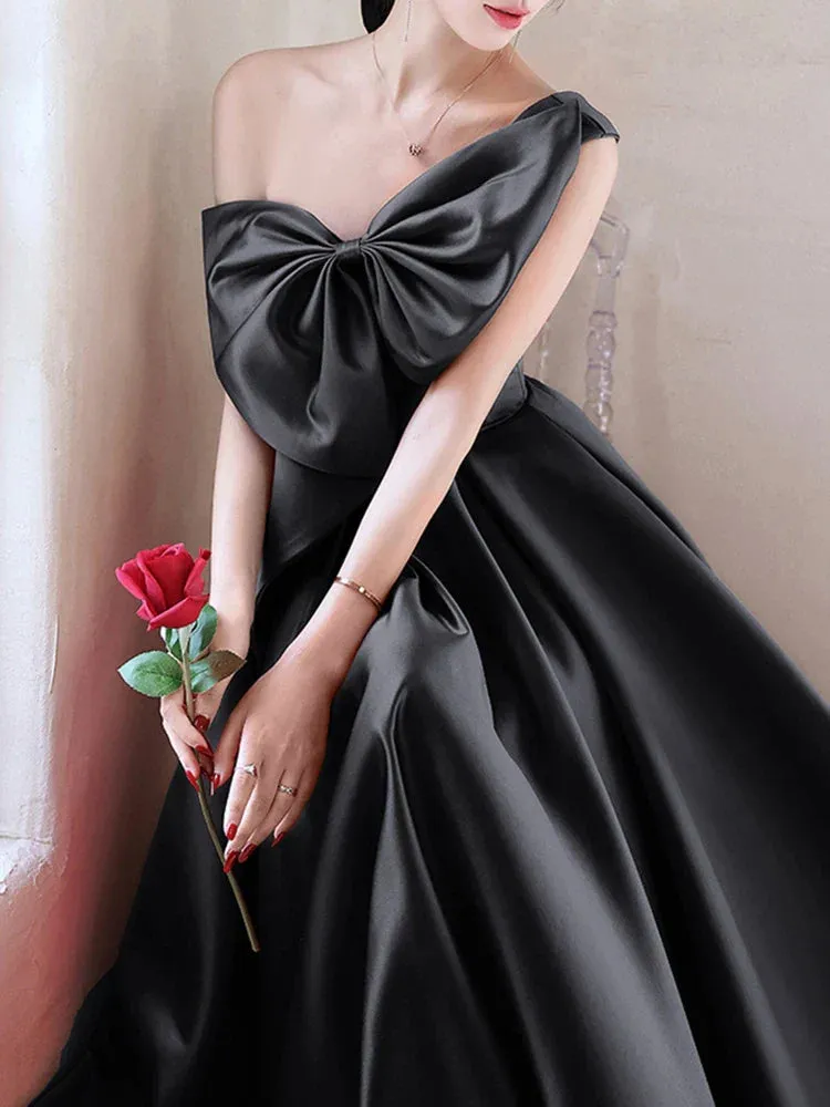 Metaversmall Elegant Patchwork Bowknot Evening Dresses For Women Strapless Sleeveless Backless High Waist Temperament Long Dress Female