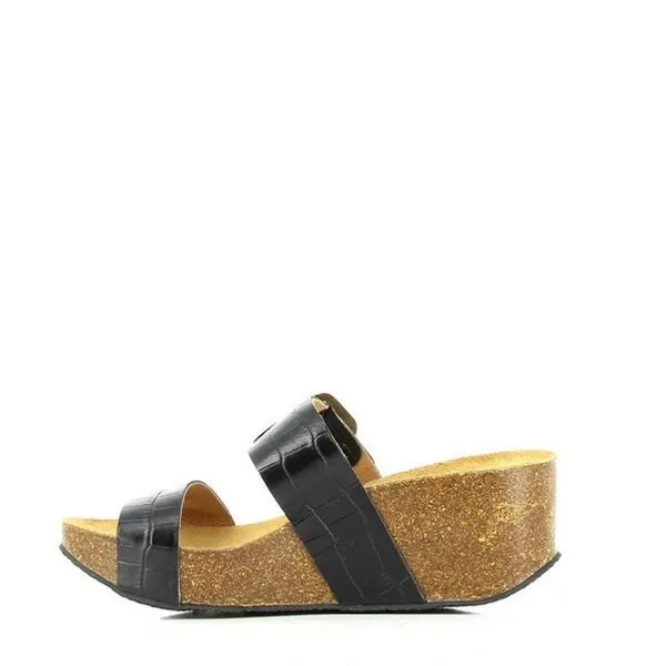 Plakton 273004 Black Crocodile Wedges