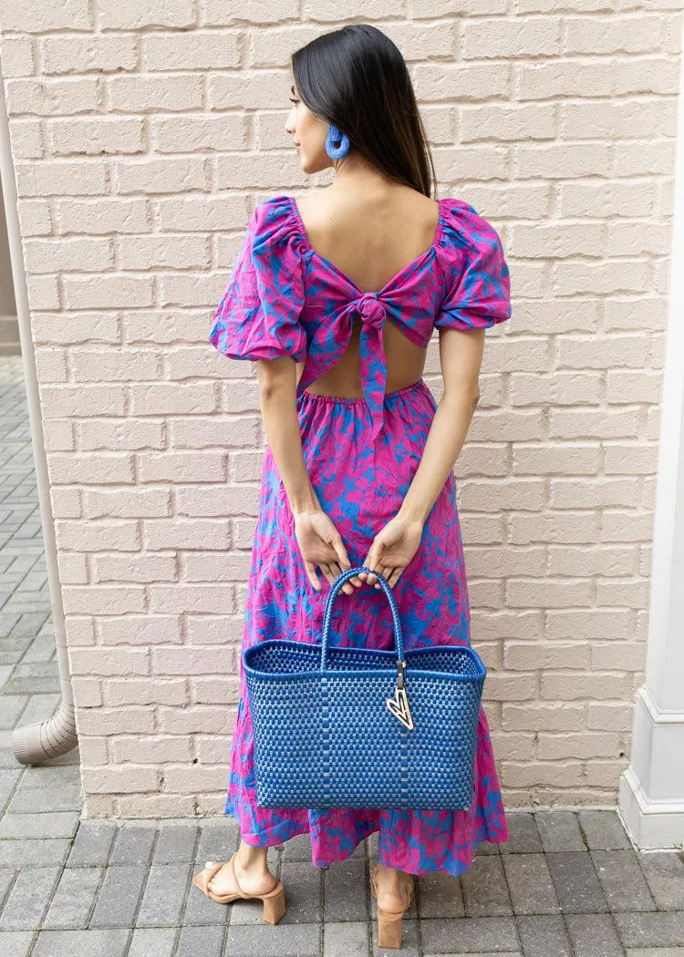 Serena Puff Sleeve A Line Dress-Fuchsia