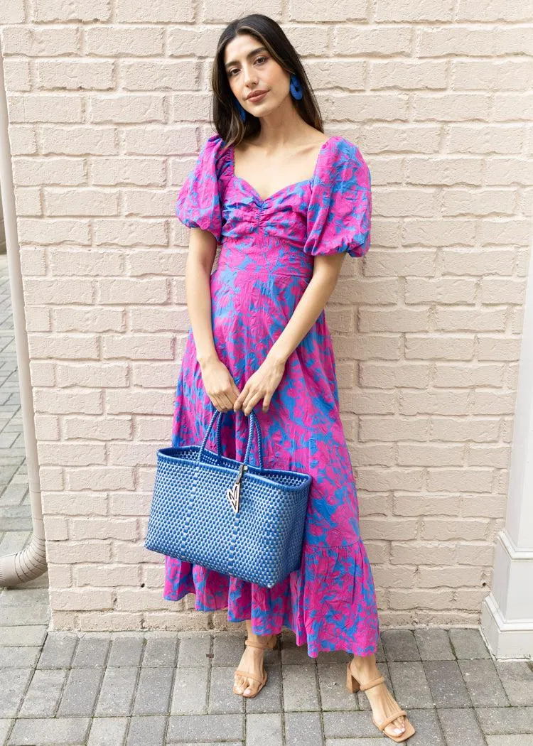 Serena Puff Sleeve A Line Dress-Fuchsia