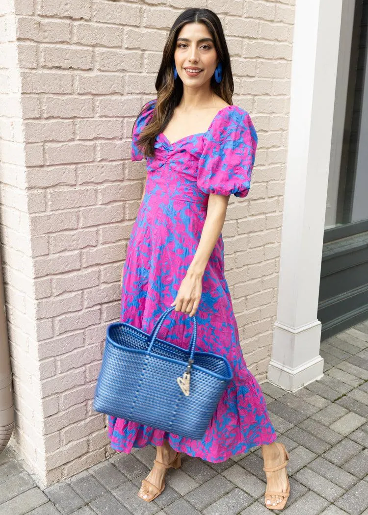 Serena Puff Sleeve A Line Dress-Fuchsia