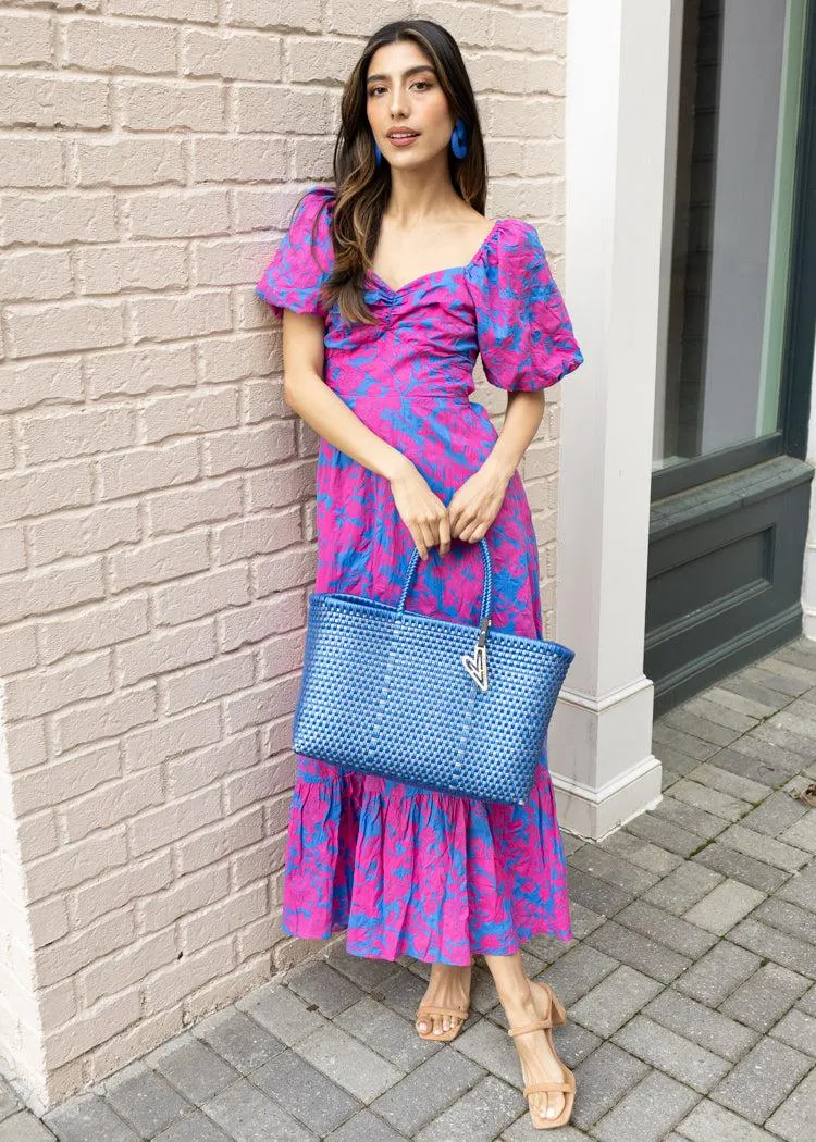 Serena Puff Sleeve A Line Dress-Fuchsia