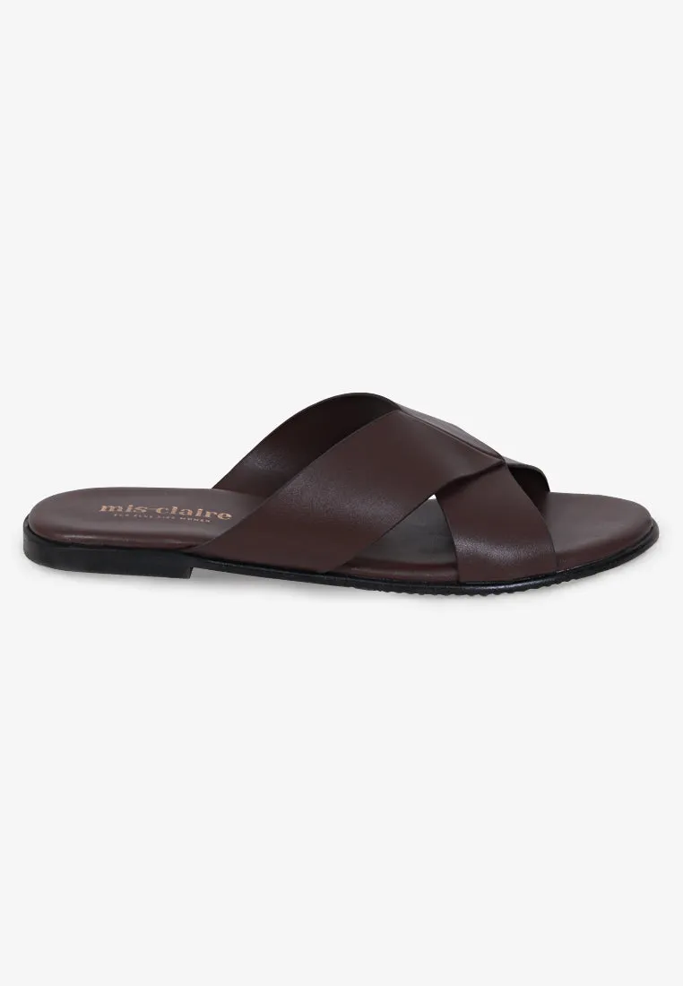 Splendora Faux Crossover Sandals - Dark Brown