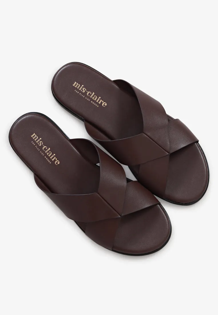 Splendora Faux Crossover Sandals - Dark Brown
