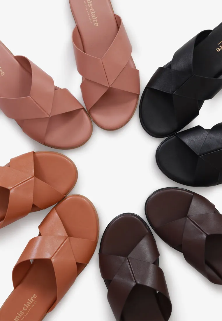 Splendora Faux Crossover Sandals - Dark Brown