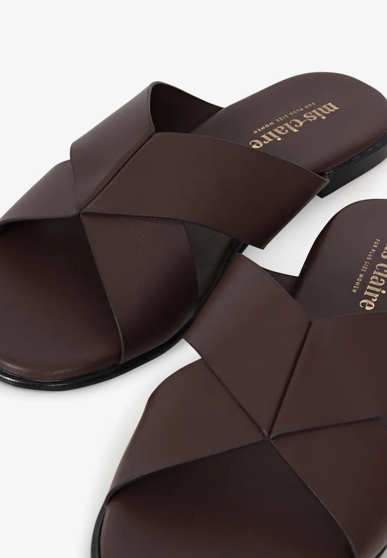 Splendora Faux Crossover Sandals - Dark Brown