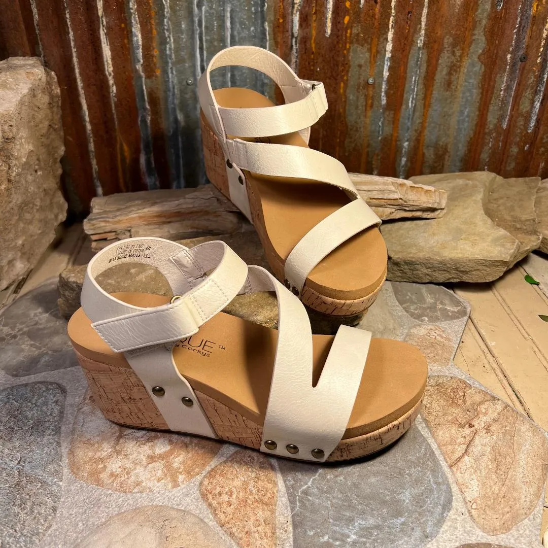 Spring Fling Cream Wedge/Sandal