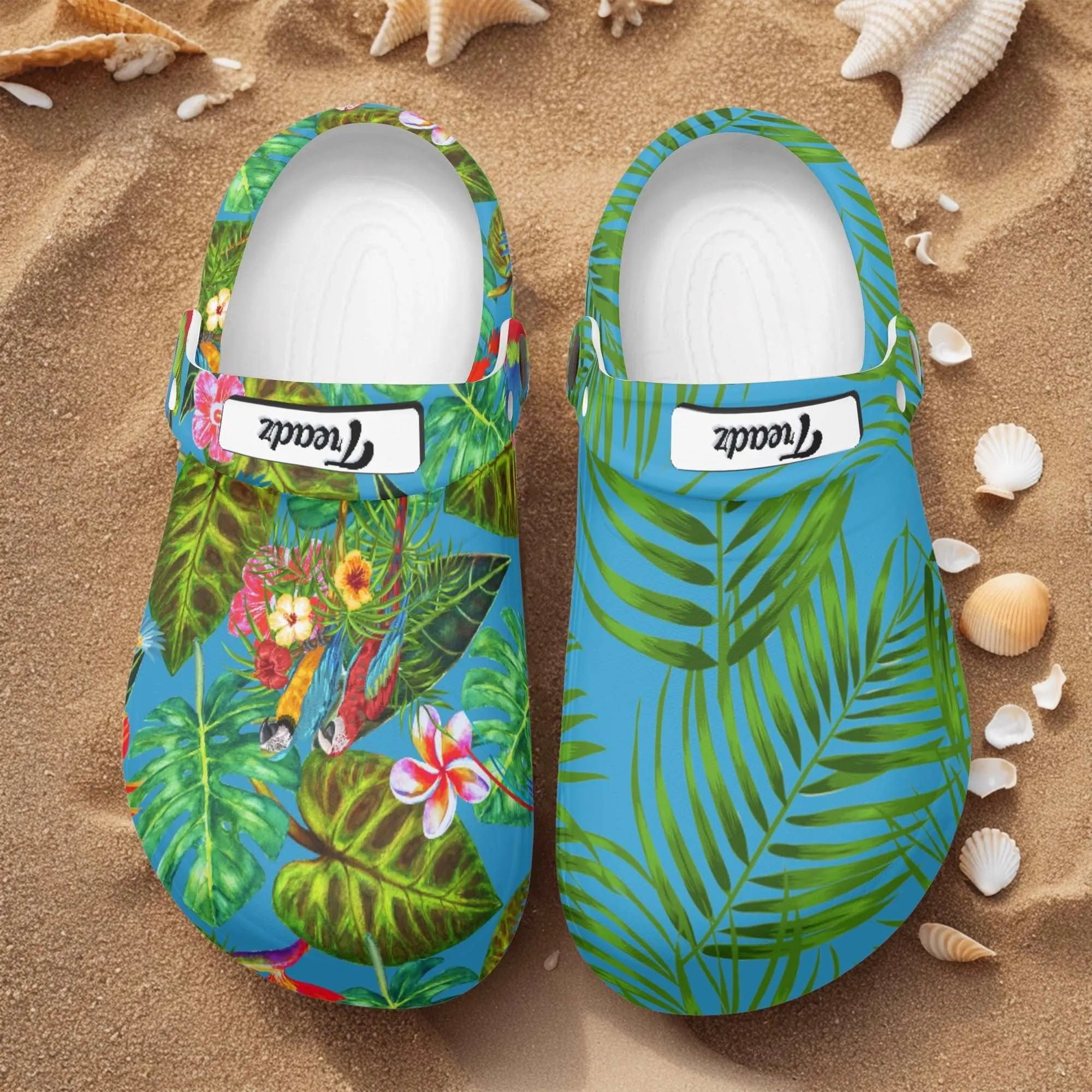 Treadz Nursing Slide On Mismatched Clogs - Tropicana