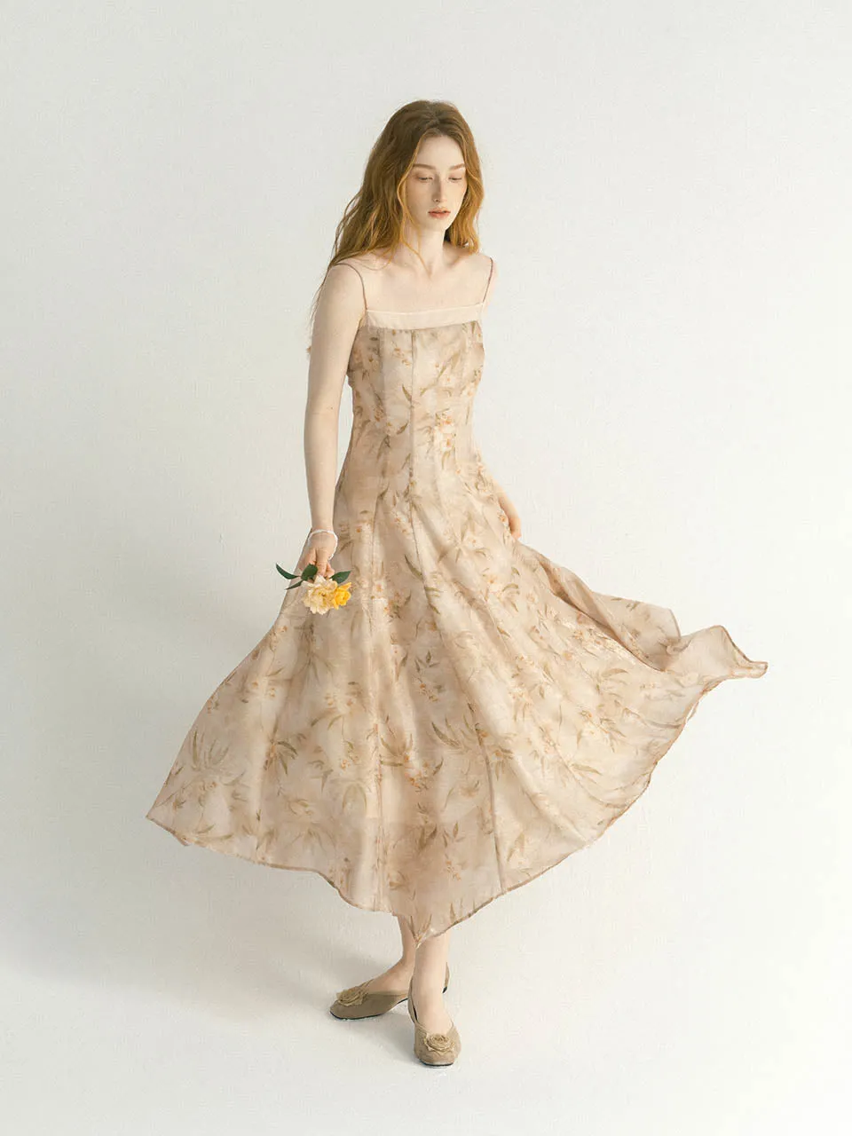 Tree rosette long dress